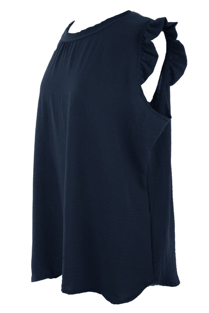 Sleeveless Frill Trim Necklace Top