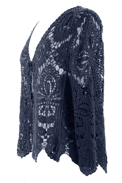 Tie Front Crochet Cardigan