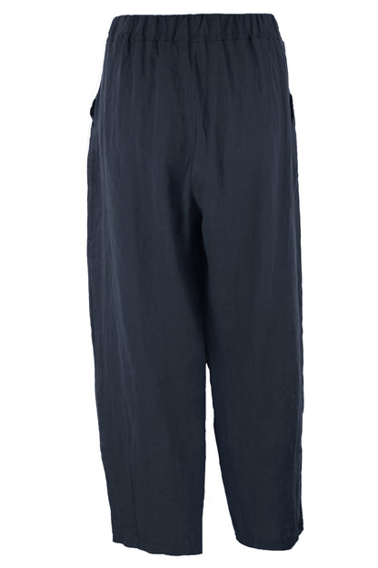 Pintuck Tapered Leg Linen Trouser