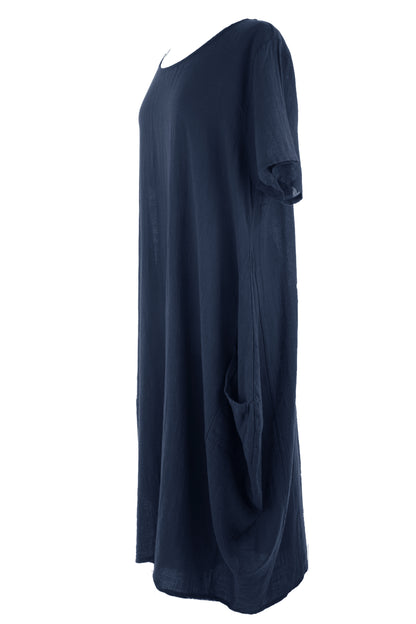 2 Pocket Cotton Tulip Midi Dress