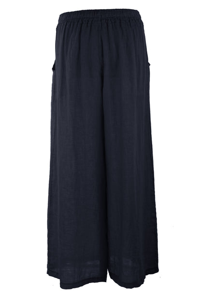 2 Pocket Wide Leg Linen Trouser