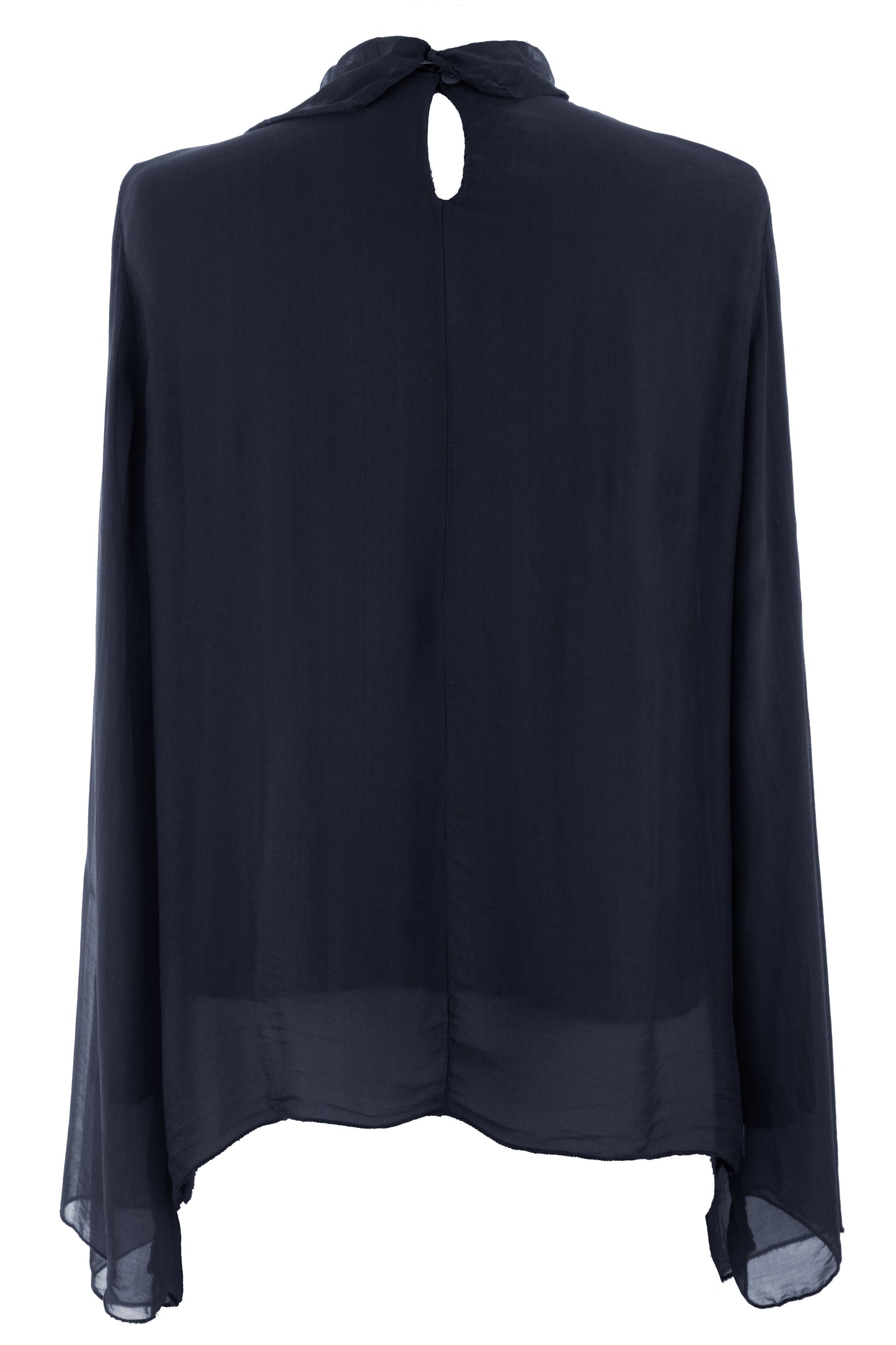 Pleat Detail High Neck Silk Blouse