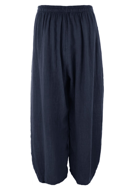 2 Slit Pocket Barrel Leg Linen Trouser