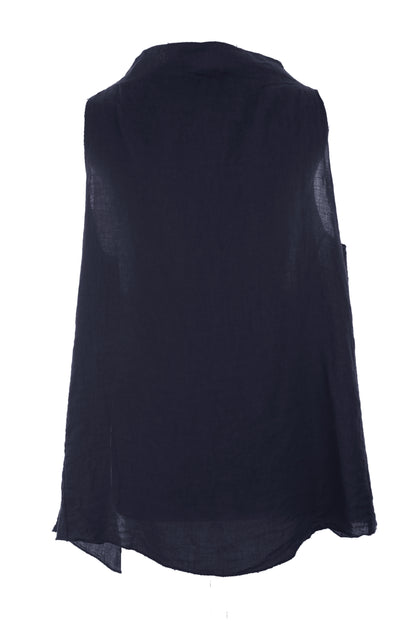 Sleeveless Cowl Neck Linen Top