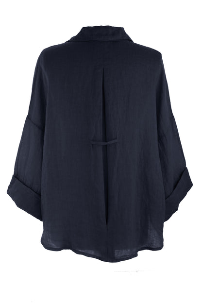 Collar V Neck Linen Shirt