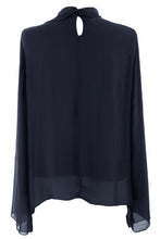 Load image into Gallery viewer, Pleat Detail High Neck Silk Blouse
