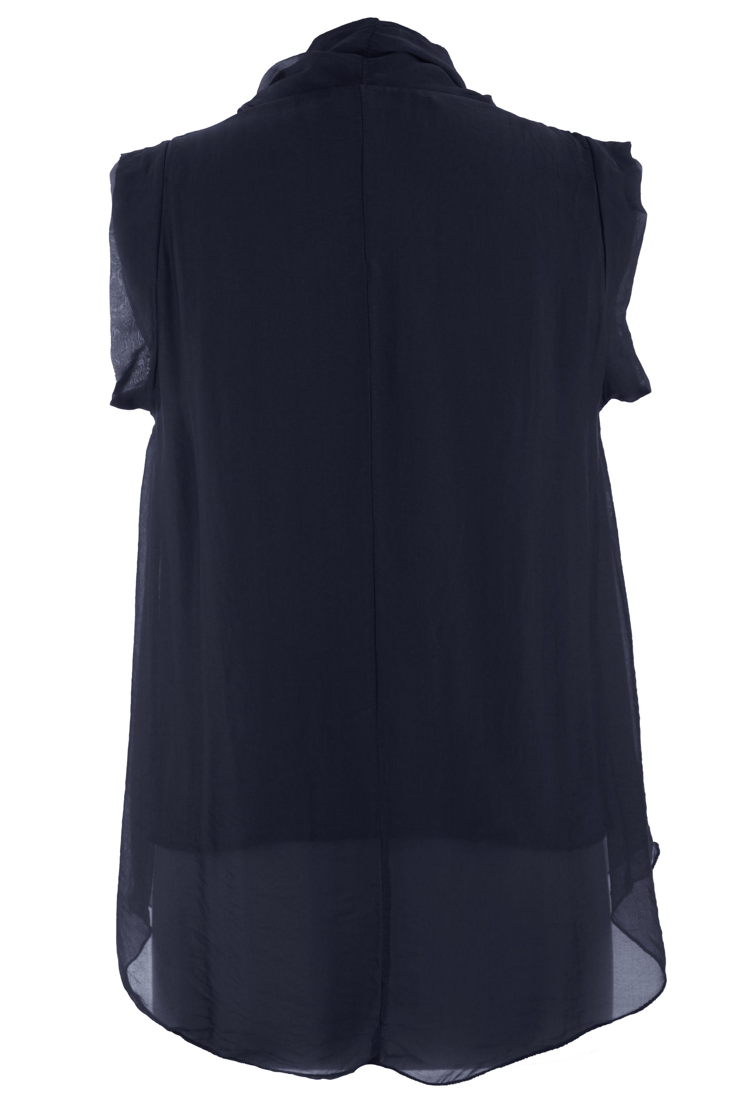 Sleeveless Cowl Neck Silk Top