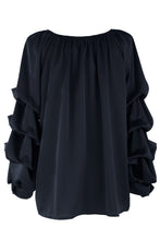 Load image into Gallery viewer, Ruched Sleeve Satin Top

