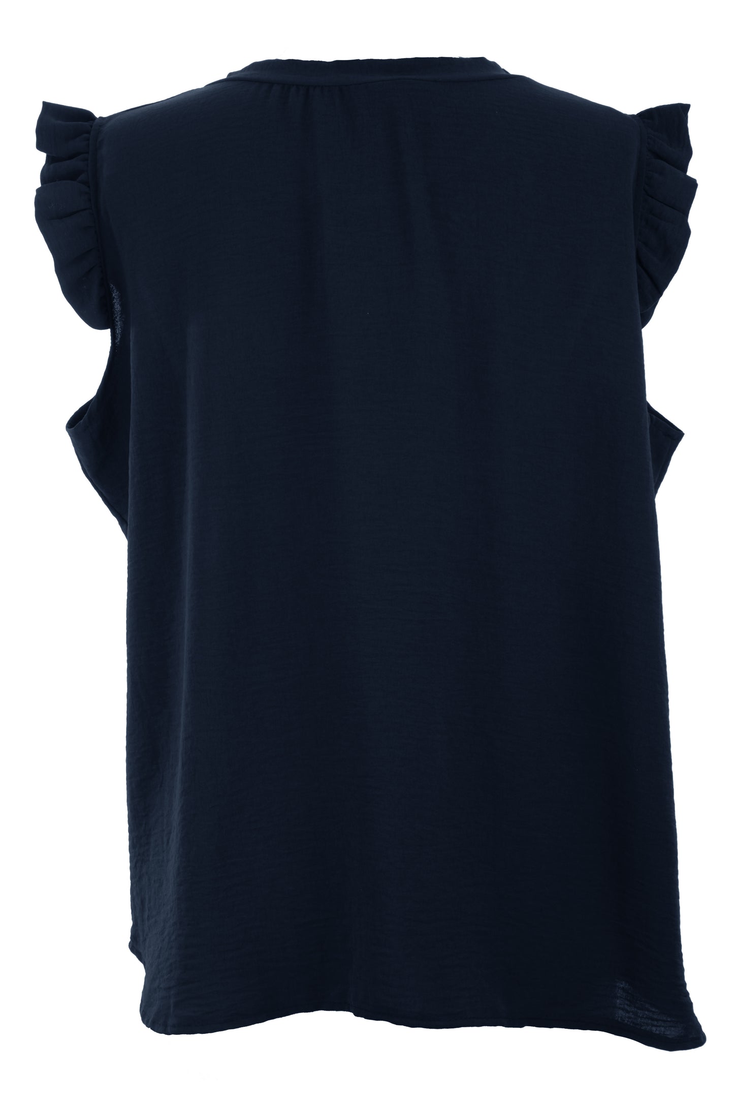 Sleeveless Frill Trim Necklace Top