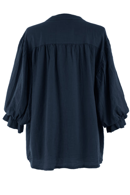 3/4 Balloon Sleeve Linen Shirt