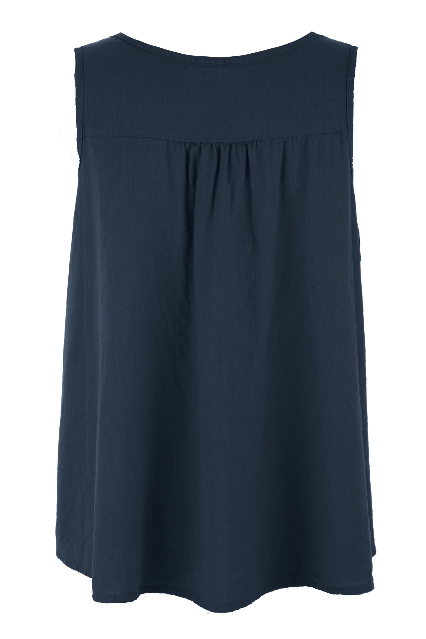 Sleeveless V Neck Button Detail Linen Top