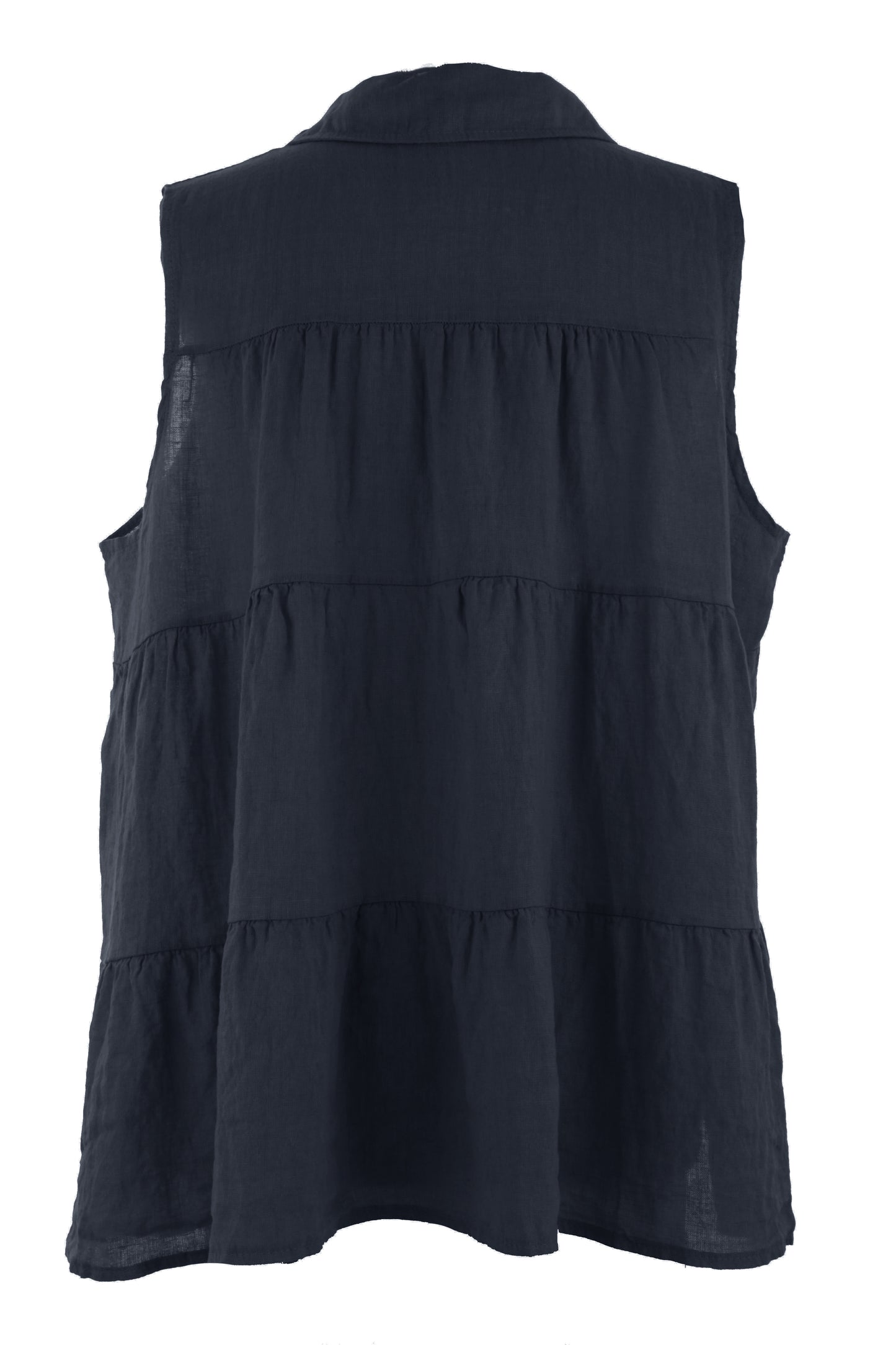 Sleeveless Tiered Linen Top