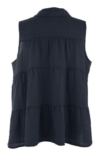 Sleeveless Tiered Linen Top