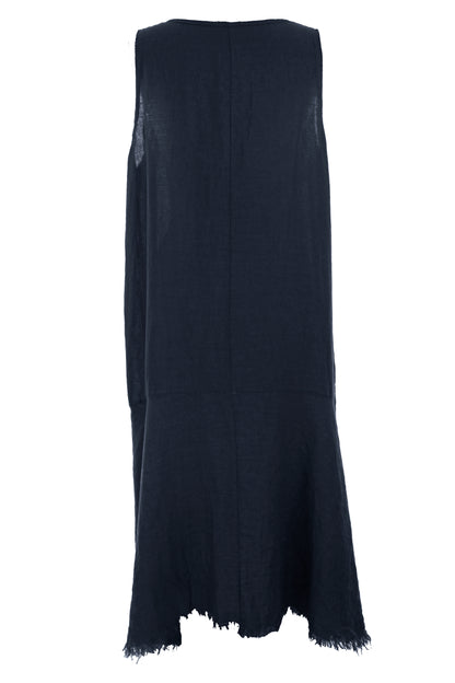 Sleeveless High Low Linen Dress