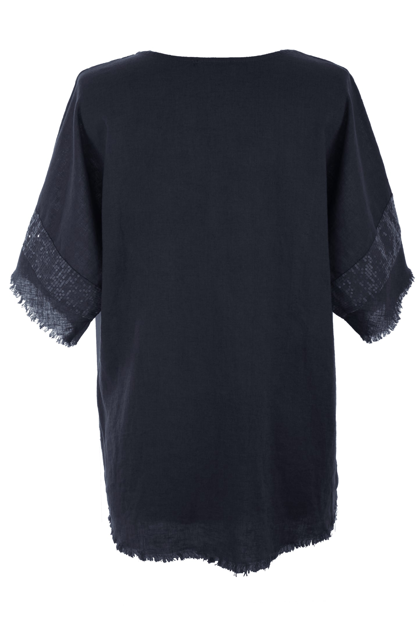 Sequin Trim Linen Top
