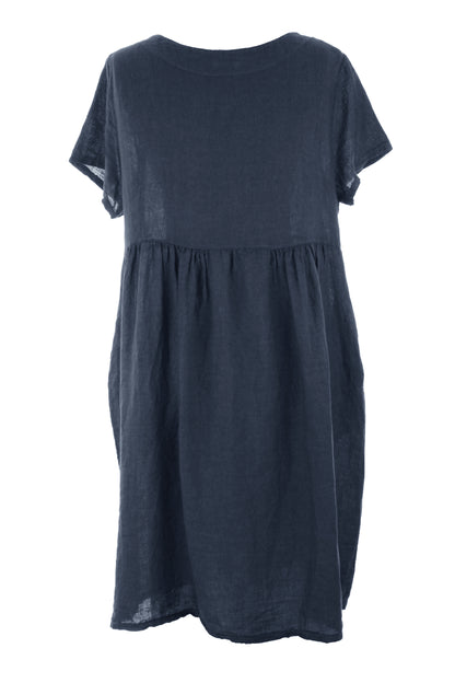 Short Sleeve 2 Pocket Linen Dress