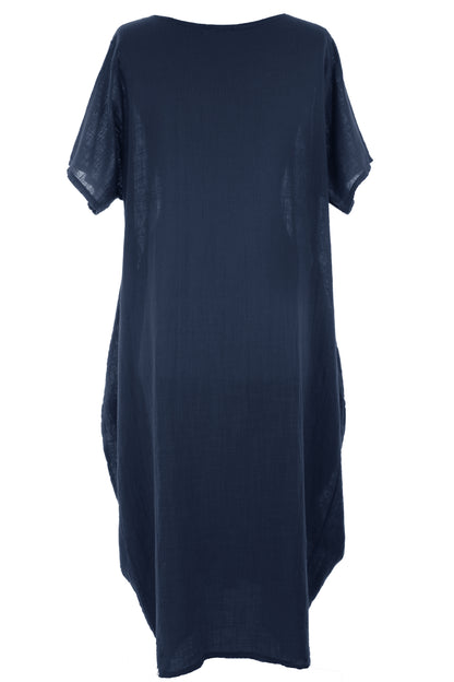 2 Pocket Cotton Tulip Midi Dress