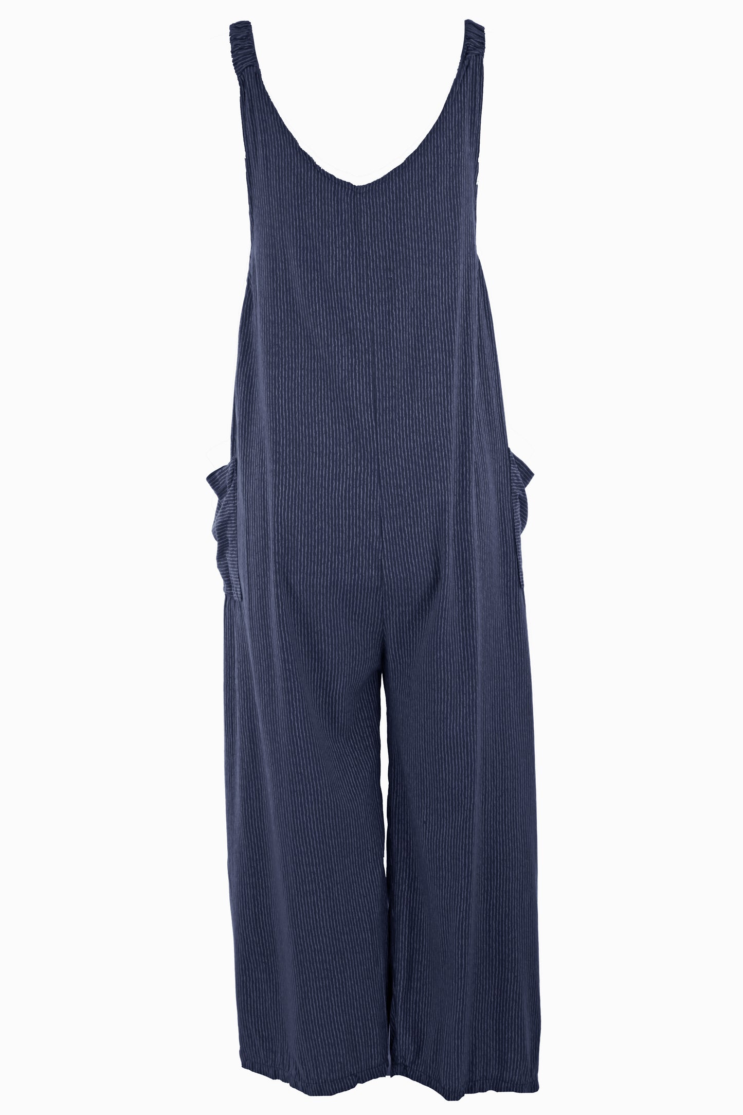 Button Detail Stripe Jumpsuit