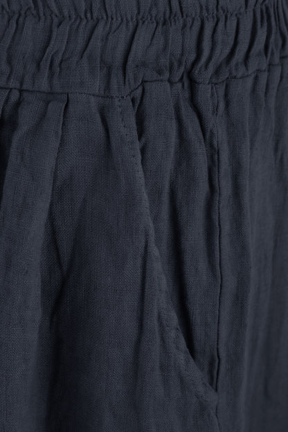Frayed Trim Linen Shorts