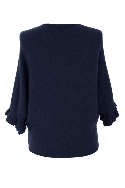 Frill Batwing Soft Knit Wool Jumper