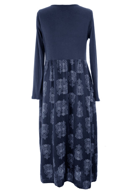 2 Pocket Mandala Print Midi Dress