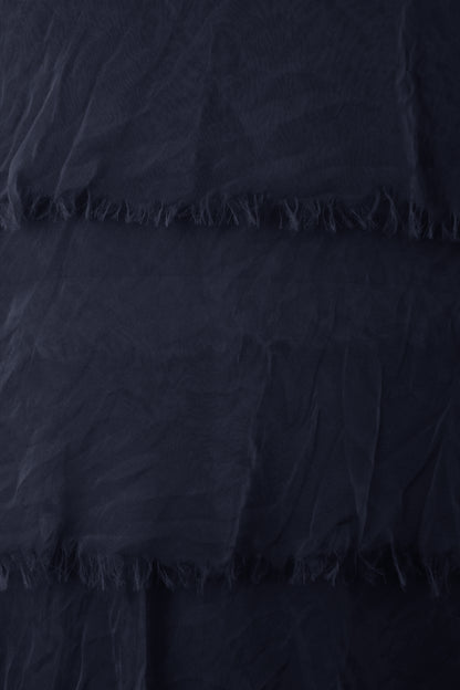 Sleeveless Frayed Detail Silk Midi