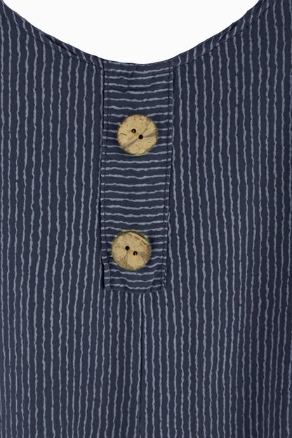 Button Detail Stripe Jumpsuit