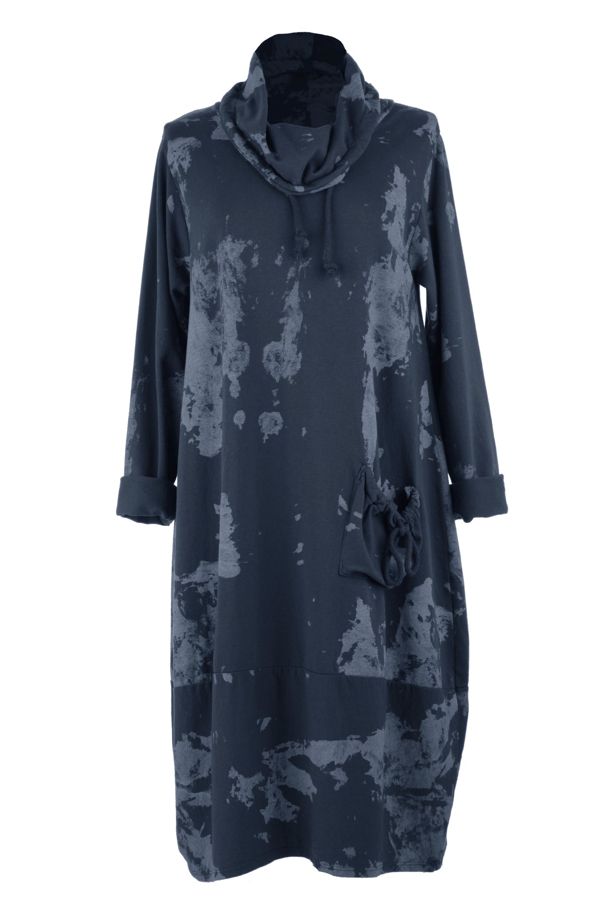 Abstract Print Cowl Neck Dress