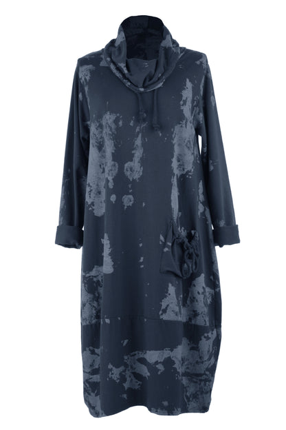 Abstract Print Cowl Neck Dress