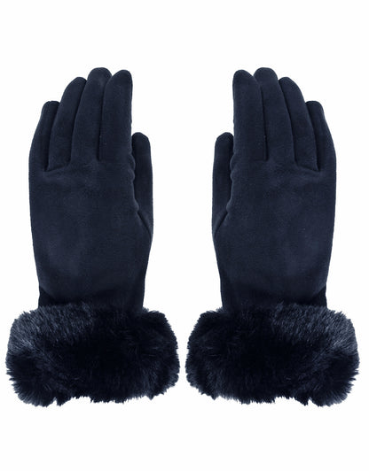 Faux Fur Cuff Suede Gloves