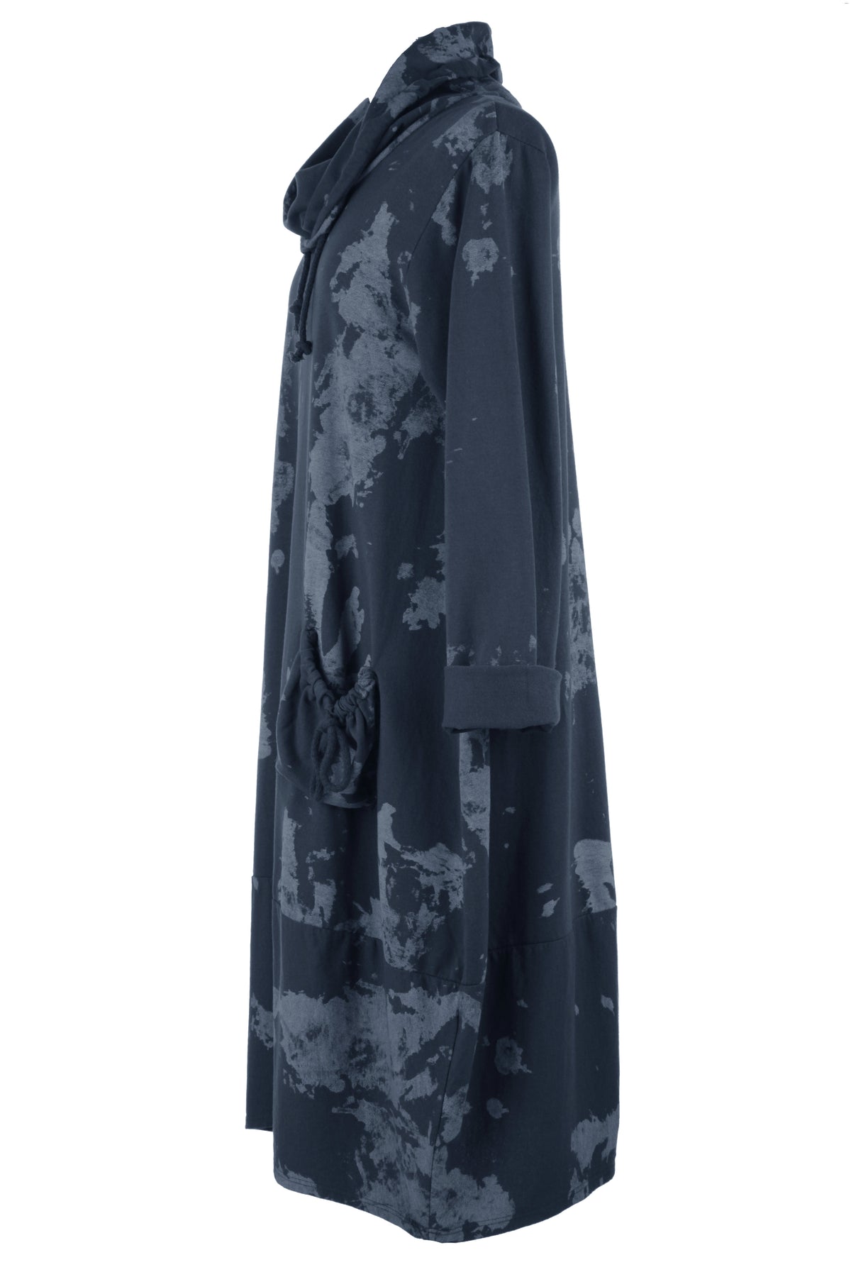 Abstract Print Cowl Neck Dress