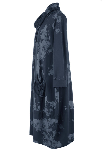 Abstract Print Cowl Neck Dress