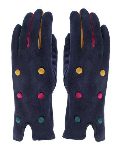 Button Detail Suede Gloves