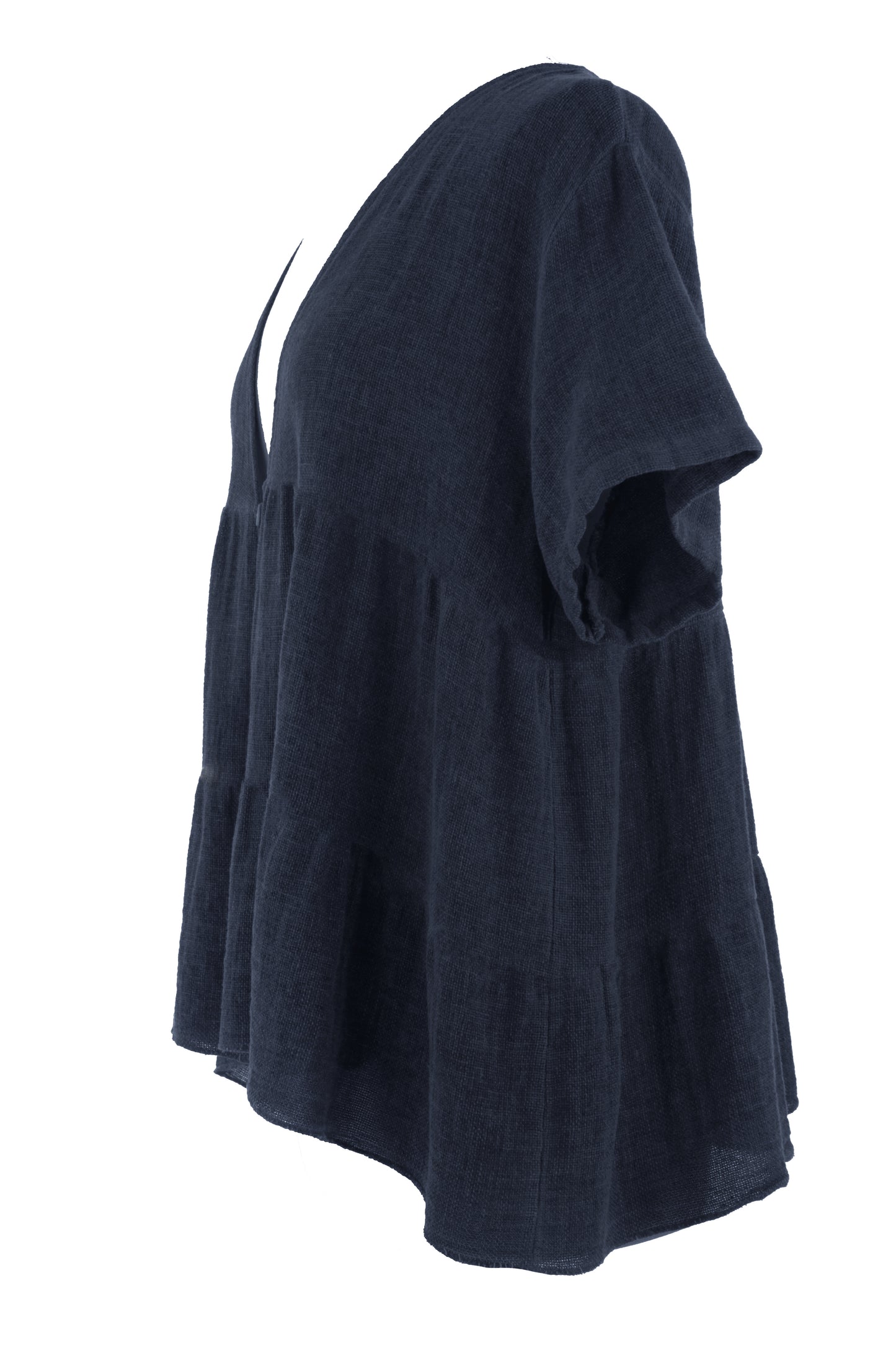 Button Tiered Linen Top