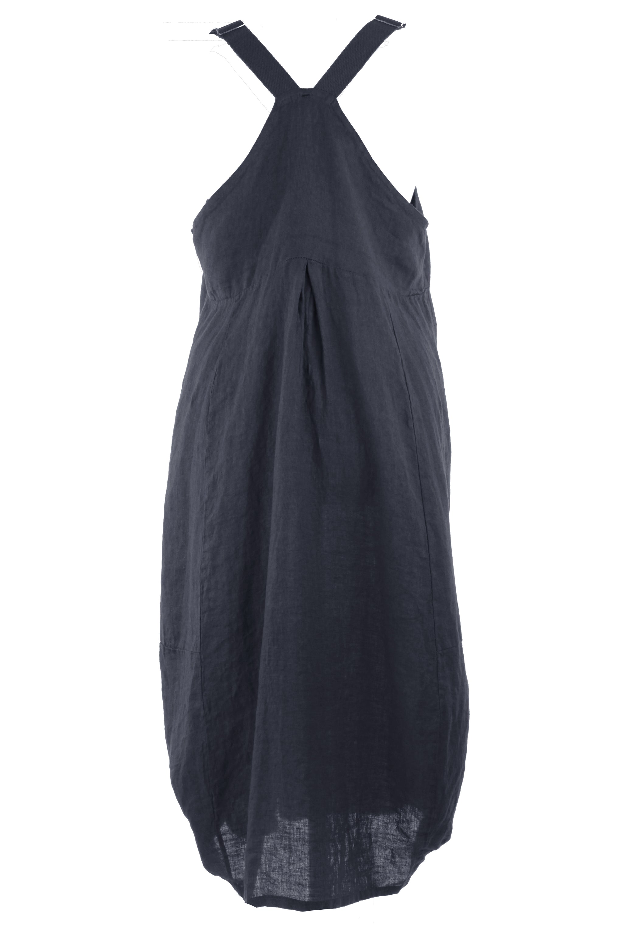 Ladies Women Lagenlook Italian Tab Button Pinafore Linen Midi Dress Texture Online