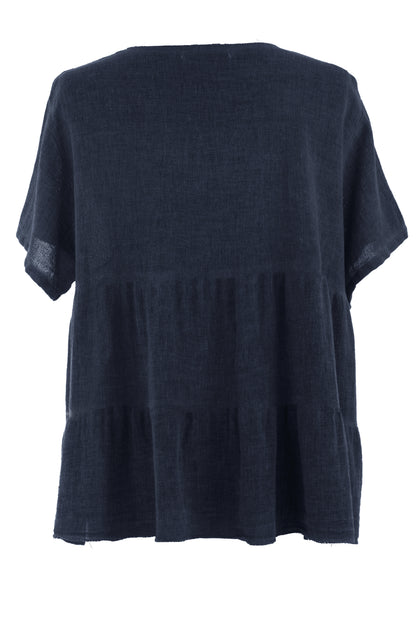 Button Tiered Linen Top