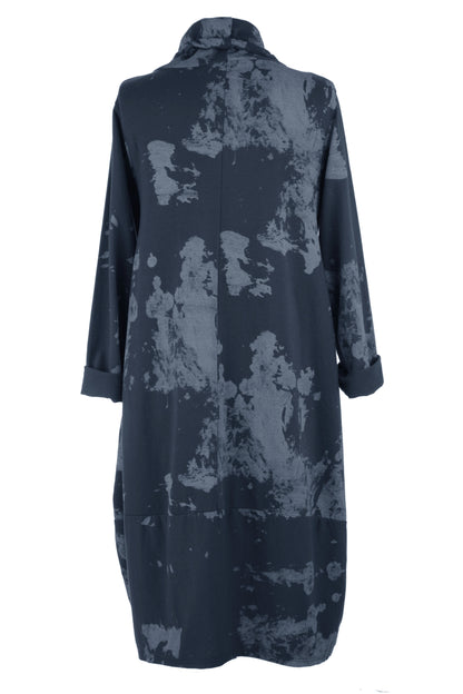 Abstract Print Cowl Neck Dress