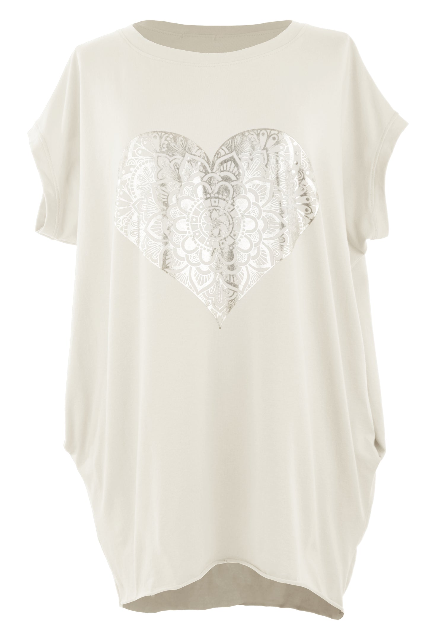 Silver Foil Heart Tunic Top