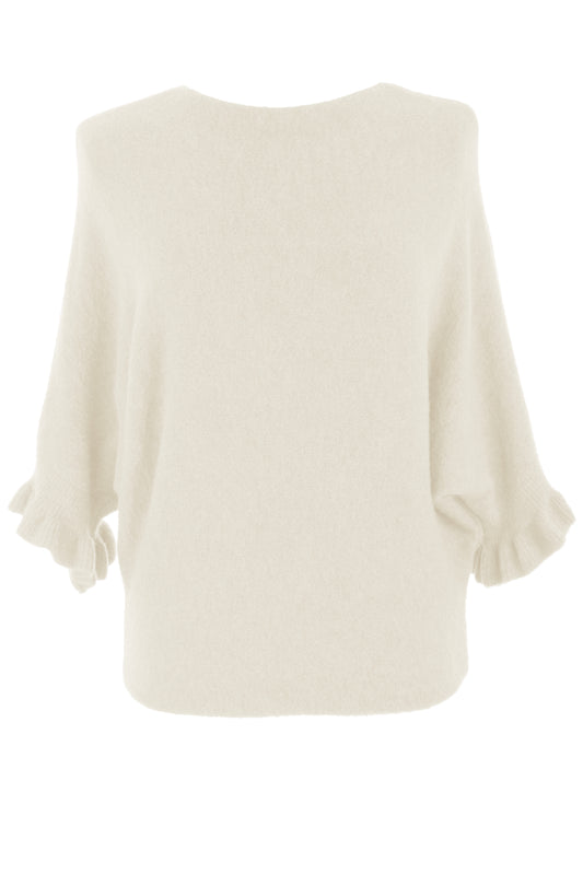 Frill Batwing Soft Knit Wool Jumper