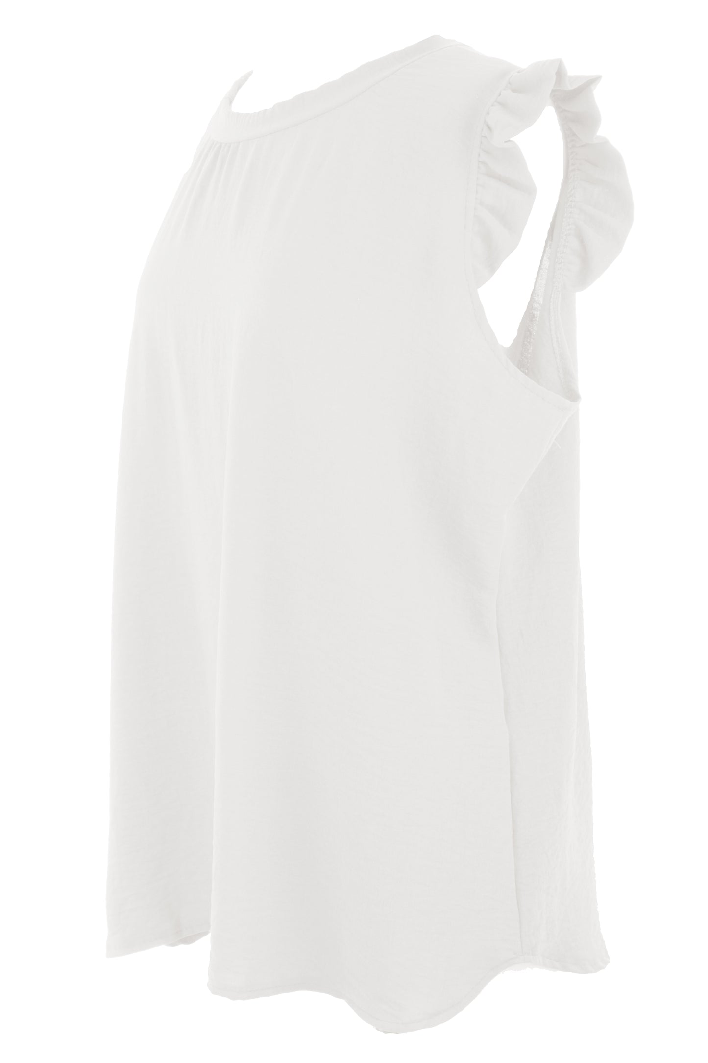 Sleeveless Frill Trim Necklace Top