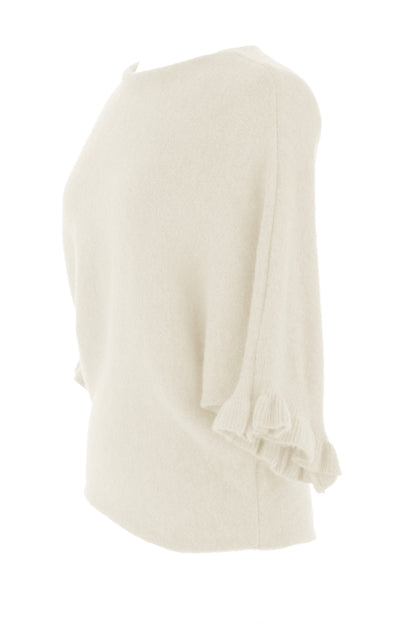 Frill Batwing Soft Knit Wool Jumper