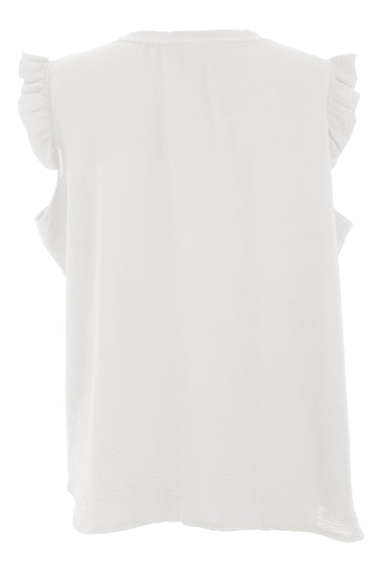 Sleeveless Frill Trim Necklace Top