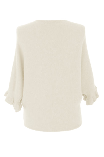 Frill Batwing Soft Knit Wool Jumper