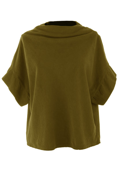 Slash Cowl Neck Corduroy Top