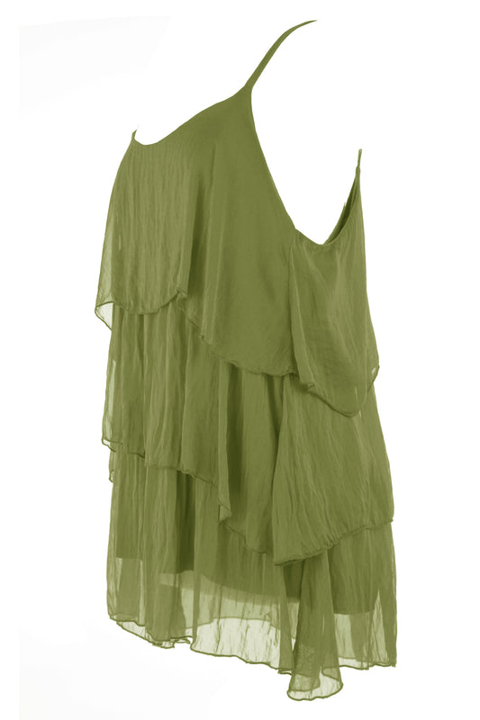 Ruffle Silk Vest