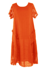 Load image into Gallery viewer, Lace Panel Linen Dress
