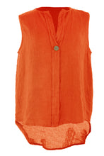 Load image into Gallery viewer, Sleeveless Button Detail Linen Top

