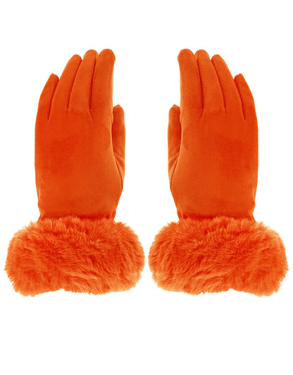 Faux Fur Cuff Suede Gloves