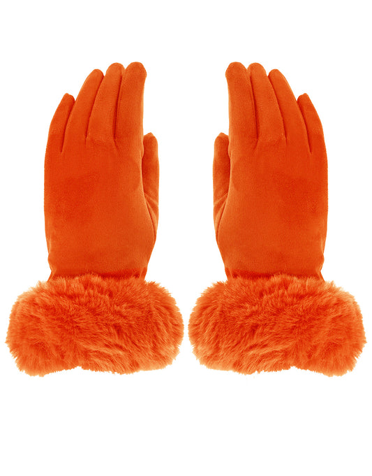 Faux Fur Cuff Suede Gloves