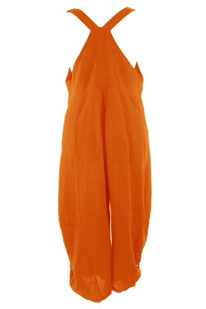 Flap Pocket Linen Jumpsuit